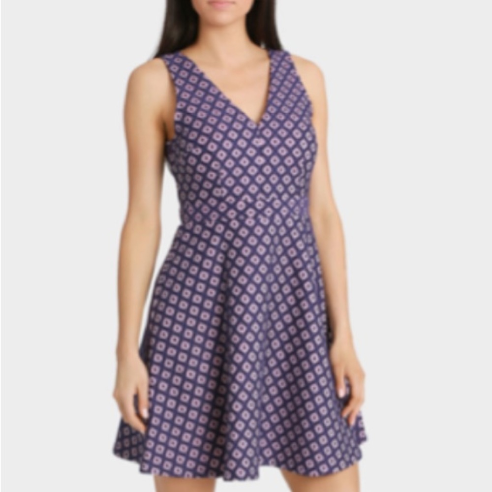 TOKITO Blue Pink Bonded Lace Sleeveless Fit & Flare Dress - Picture 1 of 5